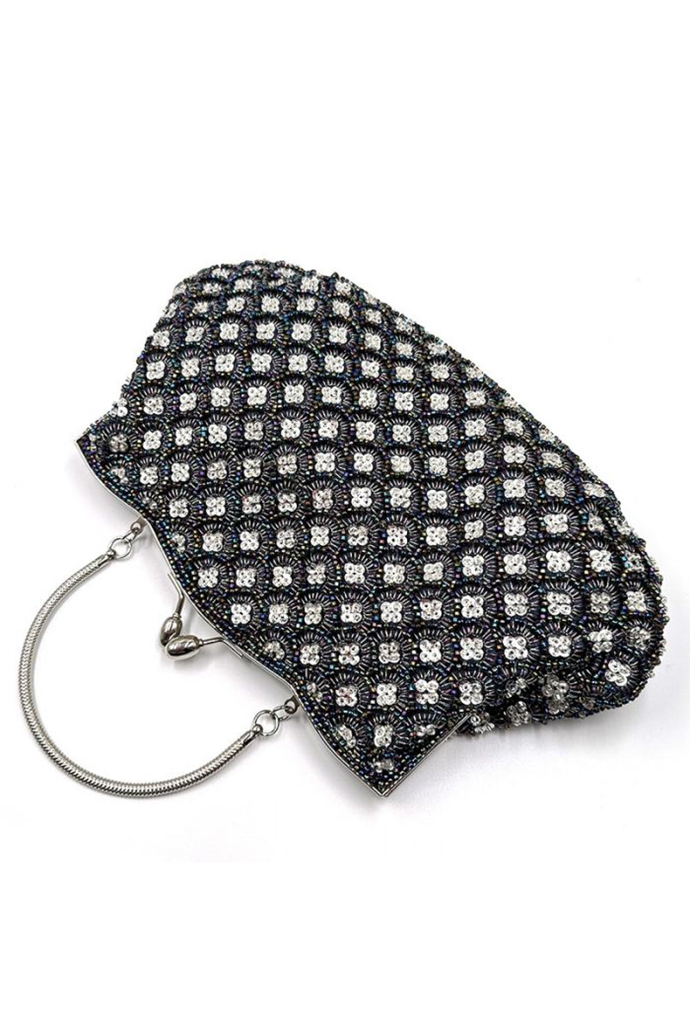 Black Beaded Soft Clutch Bag-1