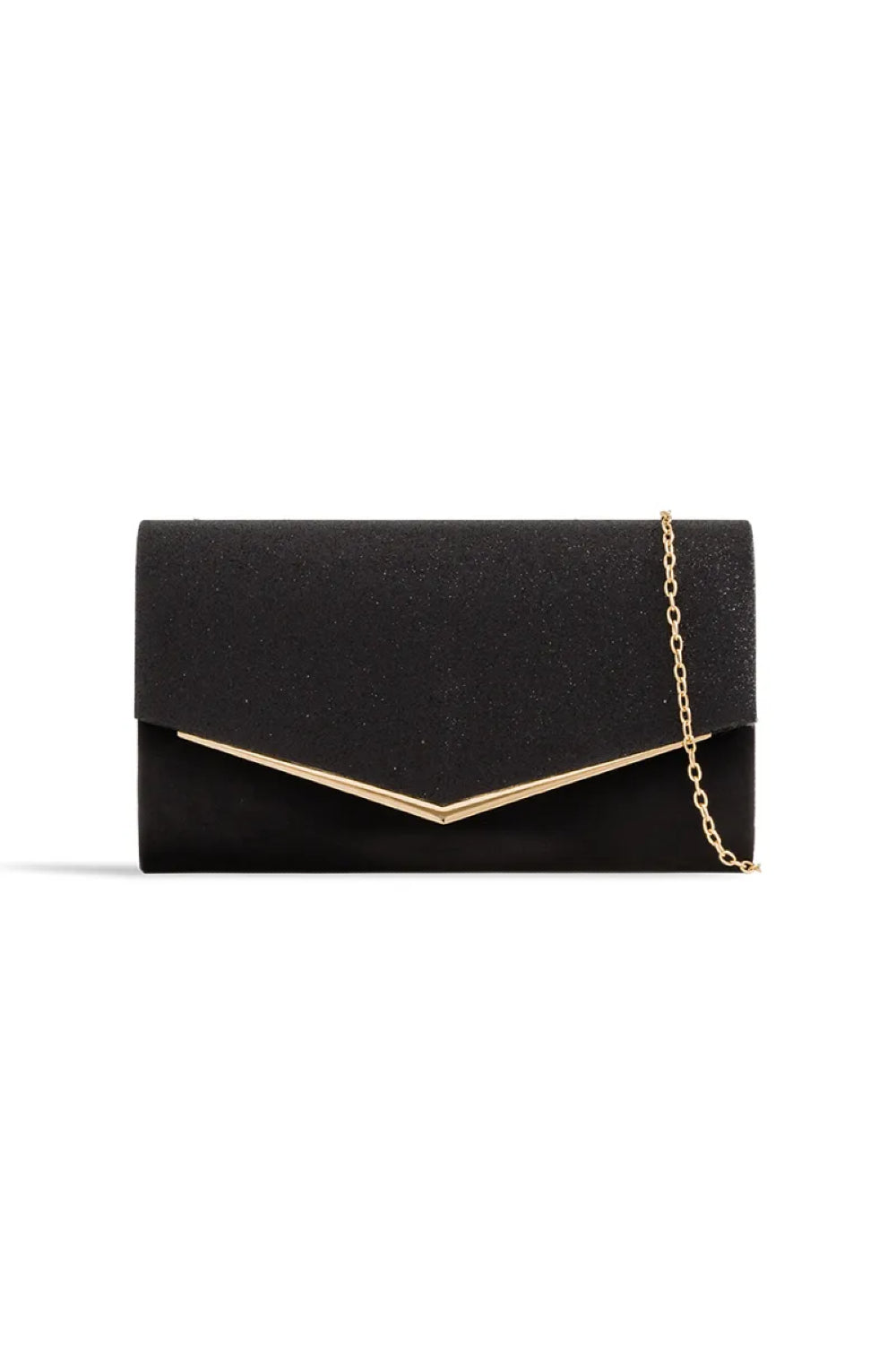 Black Glitter Envelope Clutch Bag-0