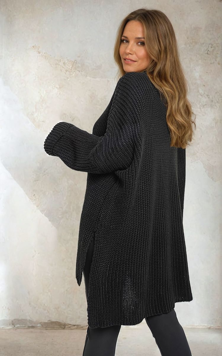 High Neck Oversized Long Sleeve Knitted Jumper-5