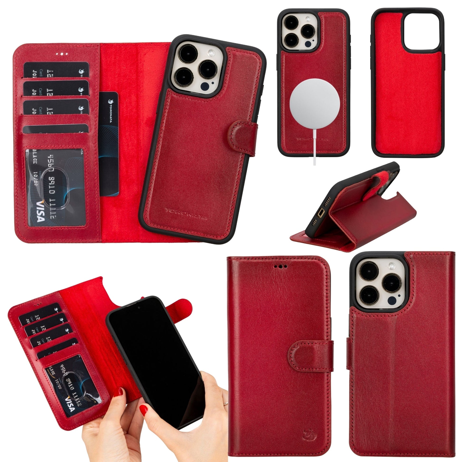 Casper Leather iPhone 15 Pro Wallet Case | Detachable MagSafe Compatible RFID Protection-9