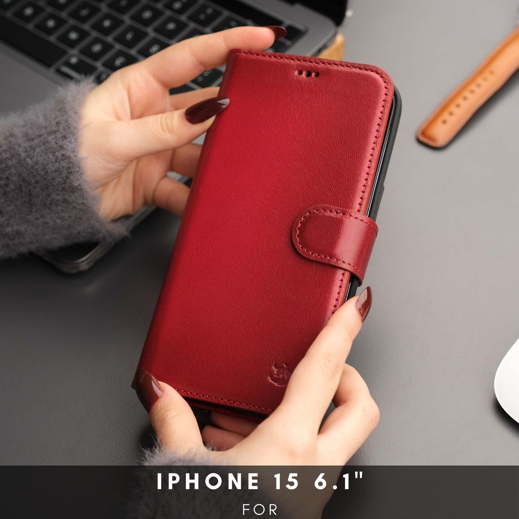 Casper Leather iPhone 15 Wallet Case | Detachable MagSafe Compatible RFID Protection-2