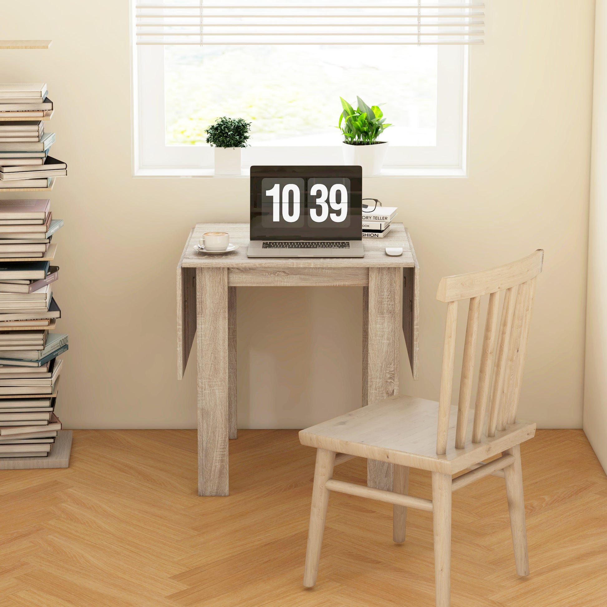 Folding Kitchen Table, Extendable Kitchen Table for Small Space, Drop Leaf Dining Table for 2-4 People, Oak | HOMCOM-4