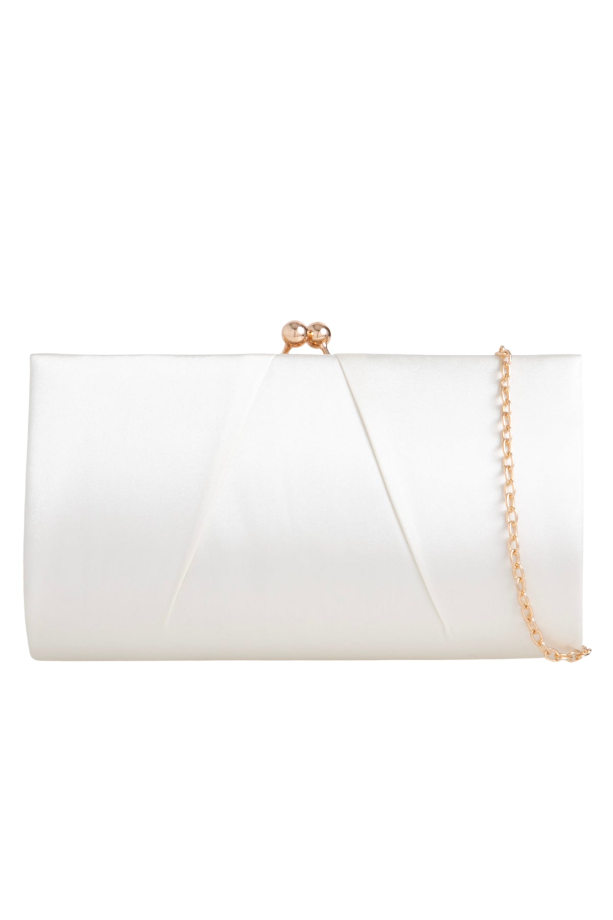 Ivory Satin Clutch Bag-0