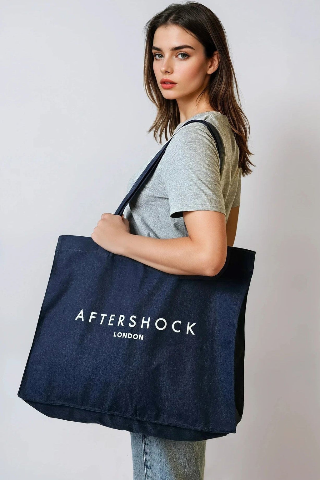 Navy Logo Canvas Tote Bag-0