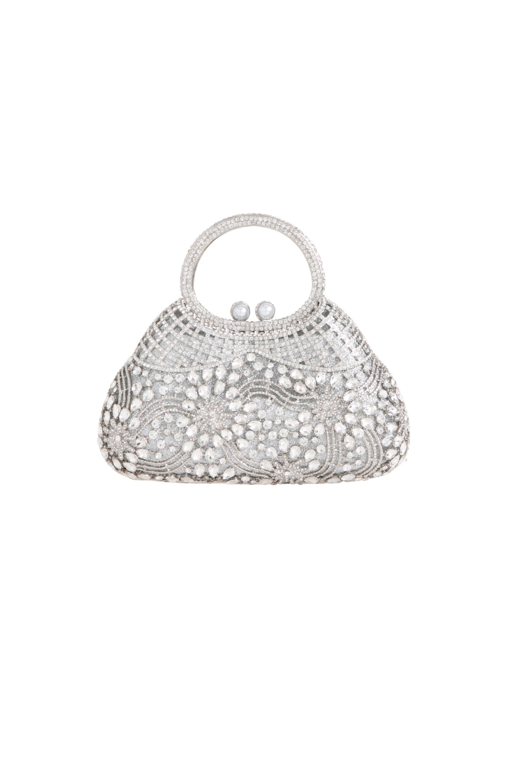 Silver Crystal Embellished Evening Bag-0