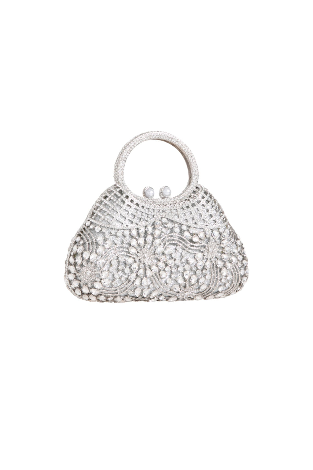 Silver Crystal Embellished Evening Bag-1