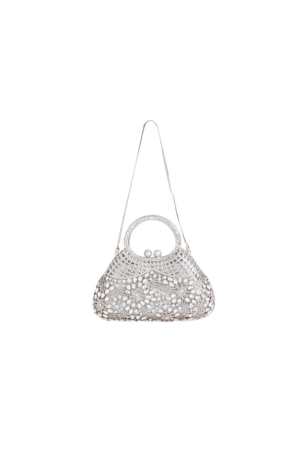 Silver Crystal Embellished Evening Bag-3