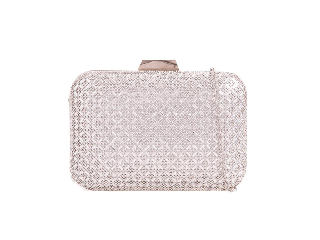 Silver Diamante Clutch Bag-1