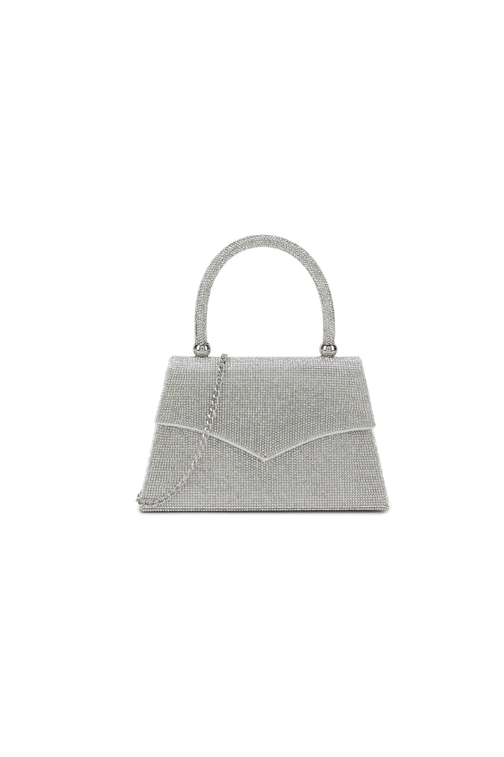Silver Diamante Top Handle Bag-0