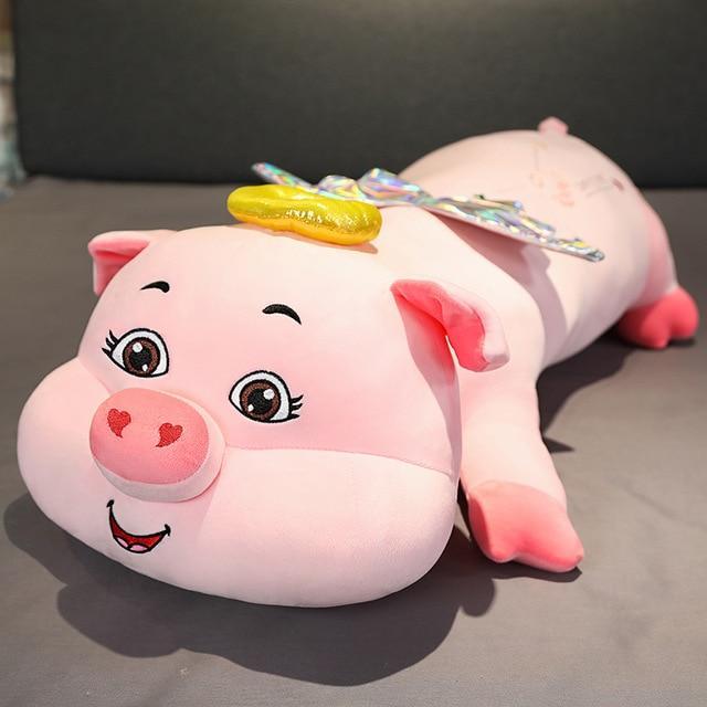 Adorable Pink Angel Pig Plush Pillow-0