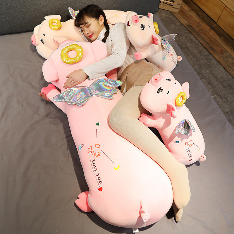 Adorable Pink Angel Pig Plush Pillow-1