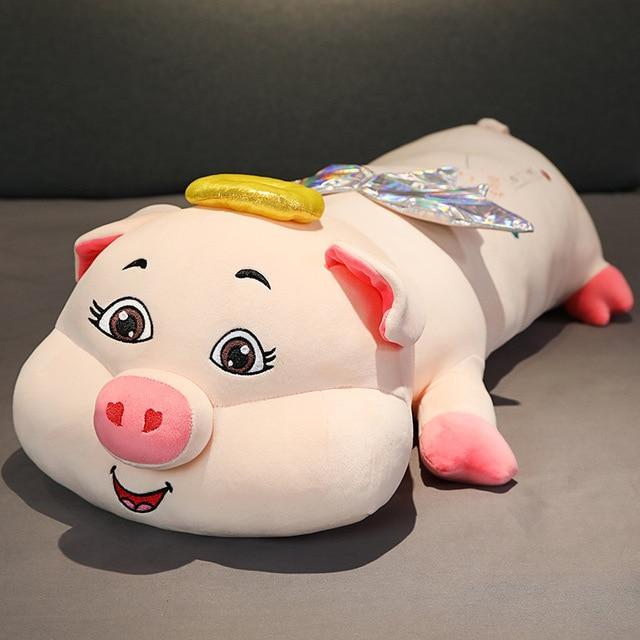 Adorable Pink Angel Pig Plush Pillow-5