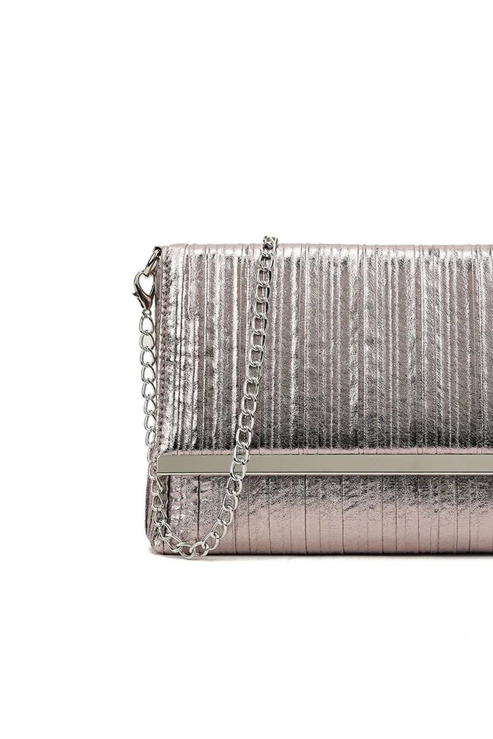 Pewter Pleated Clutch Bag-1