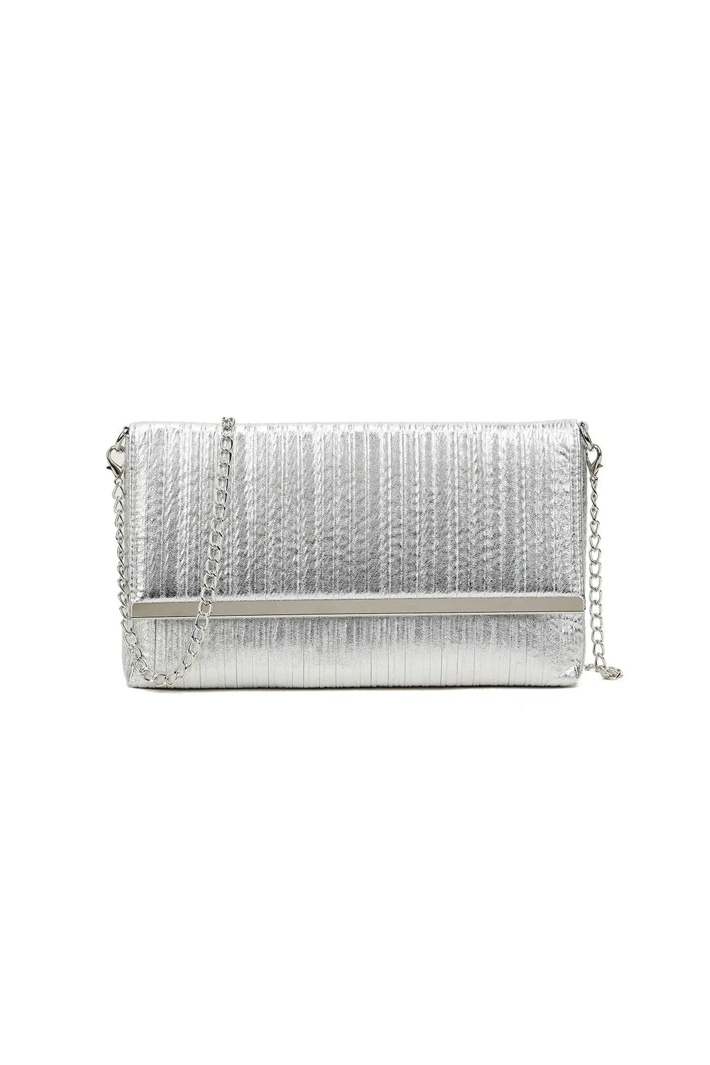 Silver Pleated Clutch Bag-0