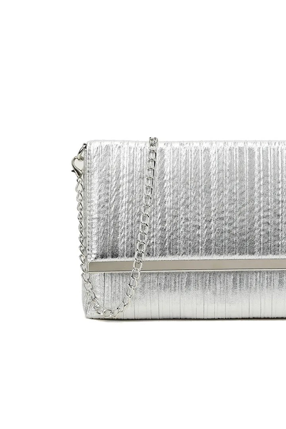 Silver Pleated Clutch Bag-1