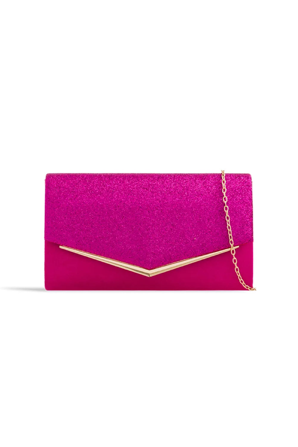 Fuchsia Glitter Envelope Clutch Bag-0