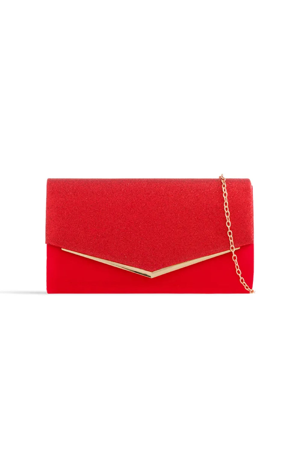 Red Glitter Envelope Clutch Bag-0