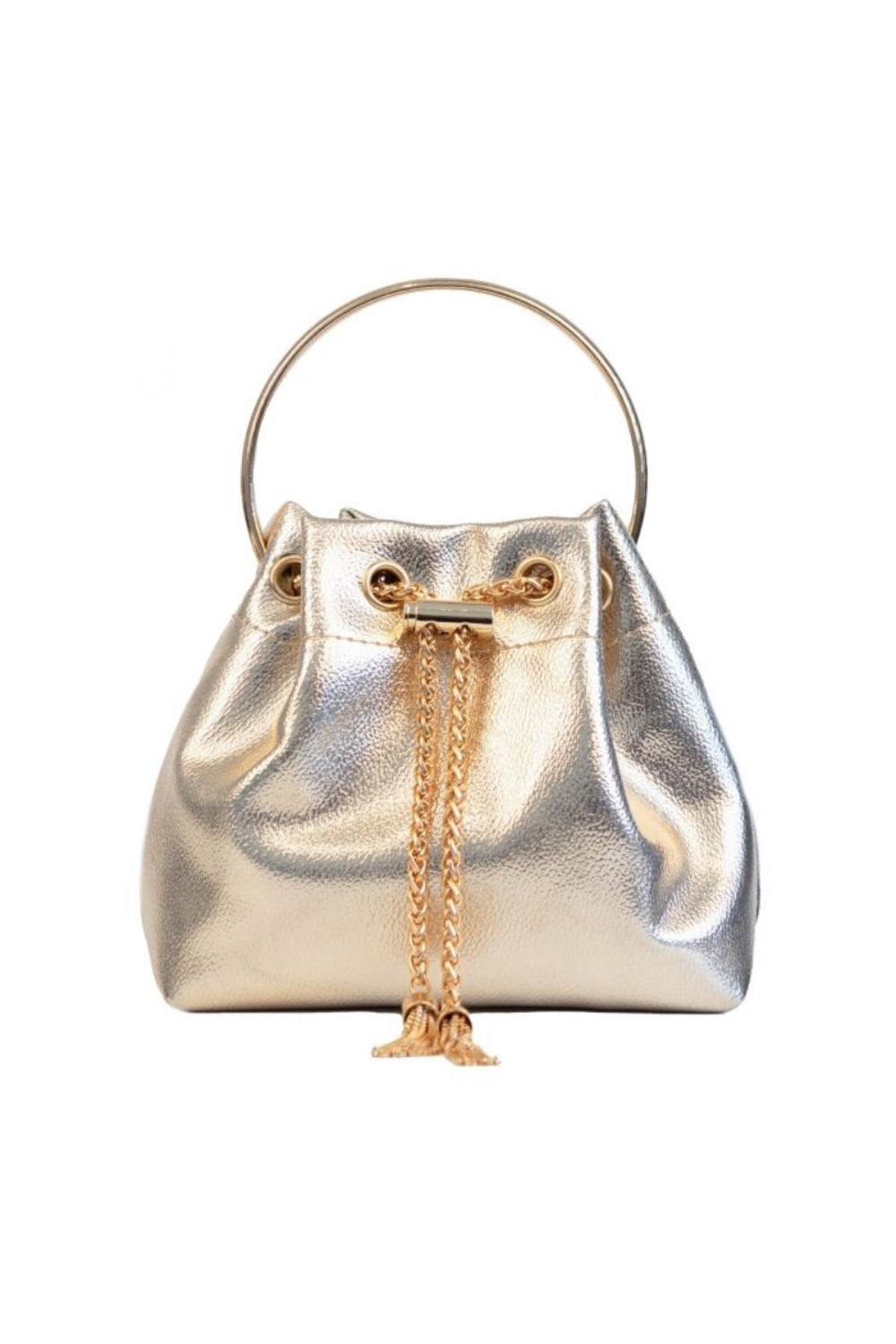 Gold Top Handle Leather Look Bag-0