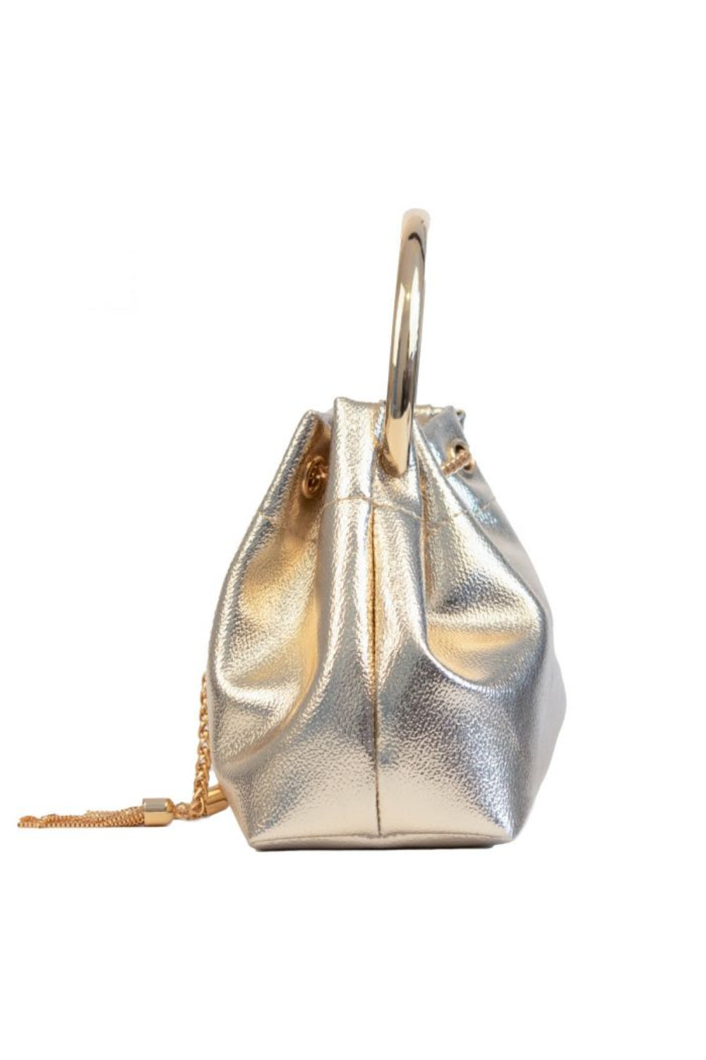 Gold Top Handle Leather Look Bag-1