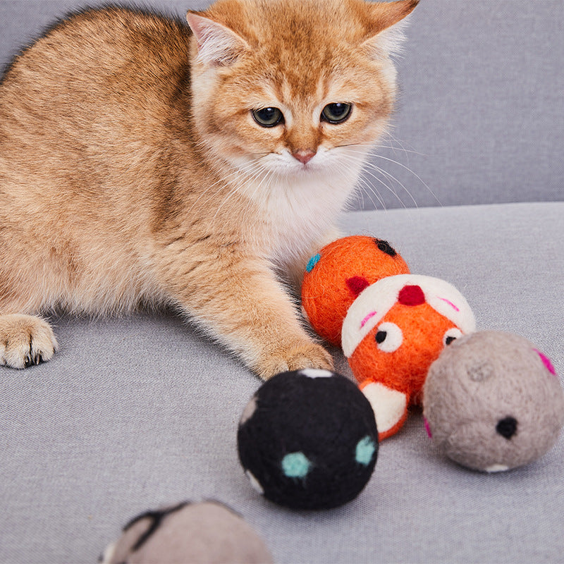 Colorful Felt Stretch Ball Cat Toy-0