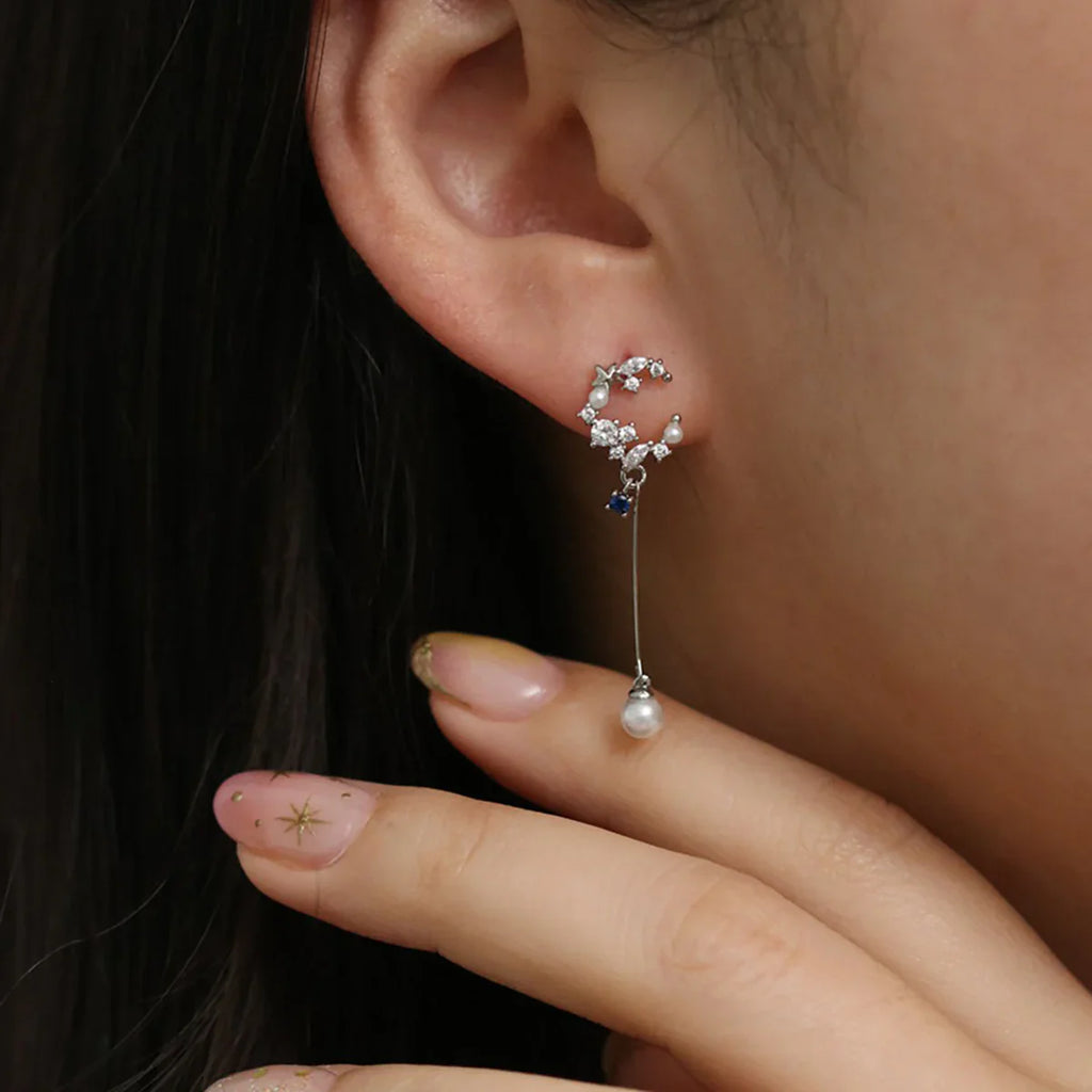 Cubic Moon Set In Silver-2
