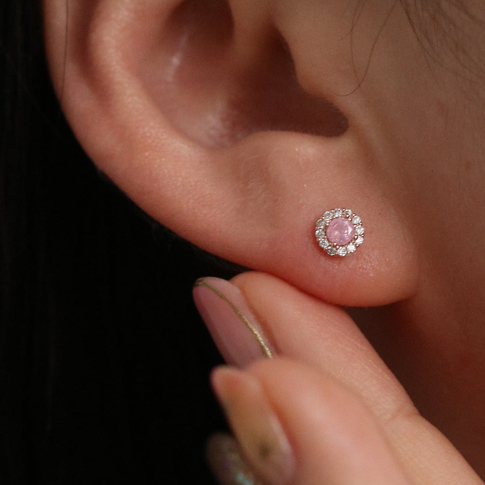 Tiny sparkle gemstone stud earrings-1