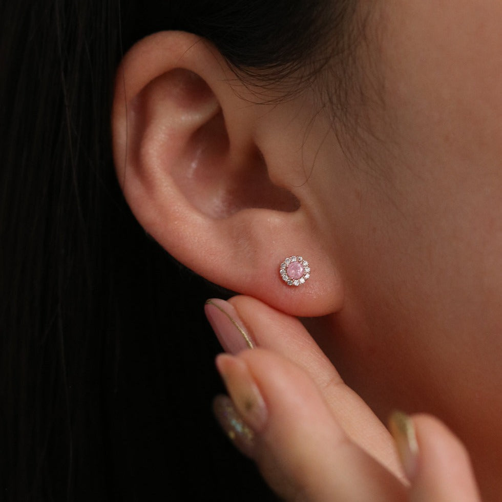 Tiny sparkle gemstone stud earrings-3
