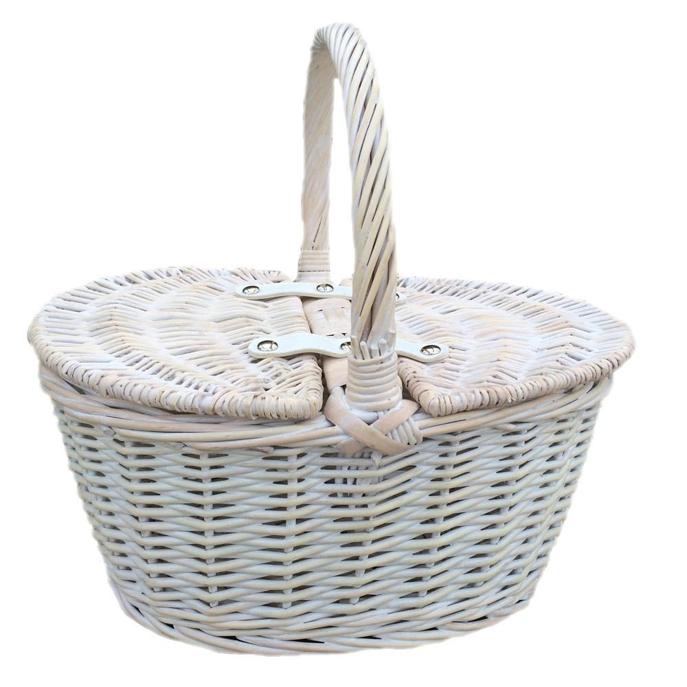 Childs White Wash Butterfly Lidded Wicker Basket-1