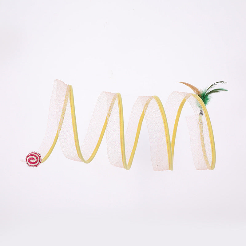 Foldable Cat Tunnel with Mouse Shape Balls and Feather Stick-4