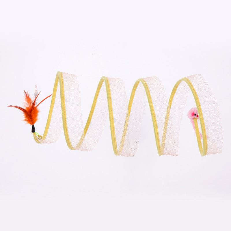 Foldable Cat Tunnel with Mouse Shape Balls and Feather Stick-5