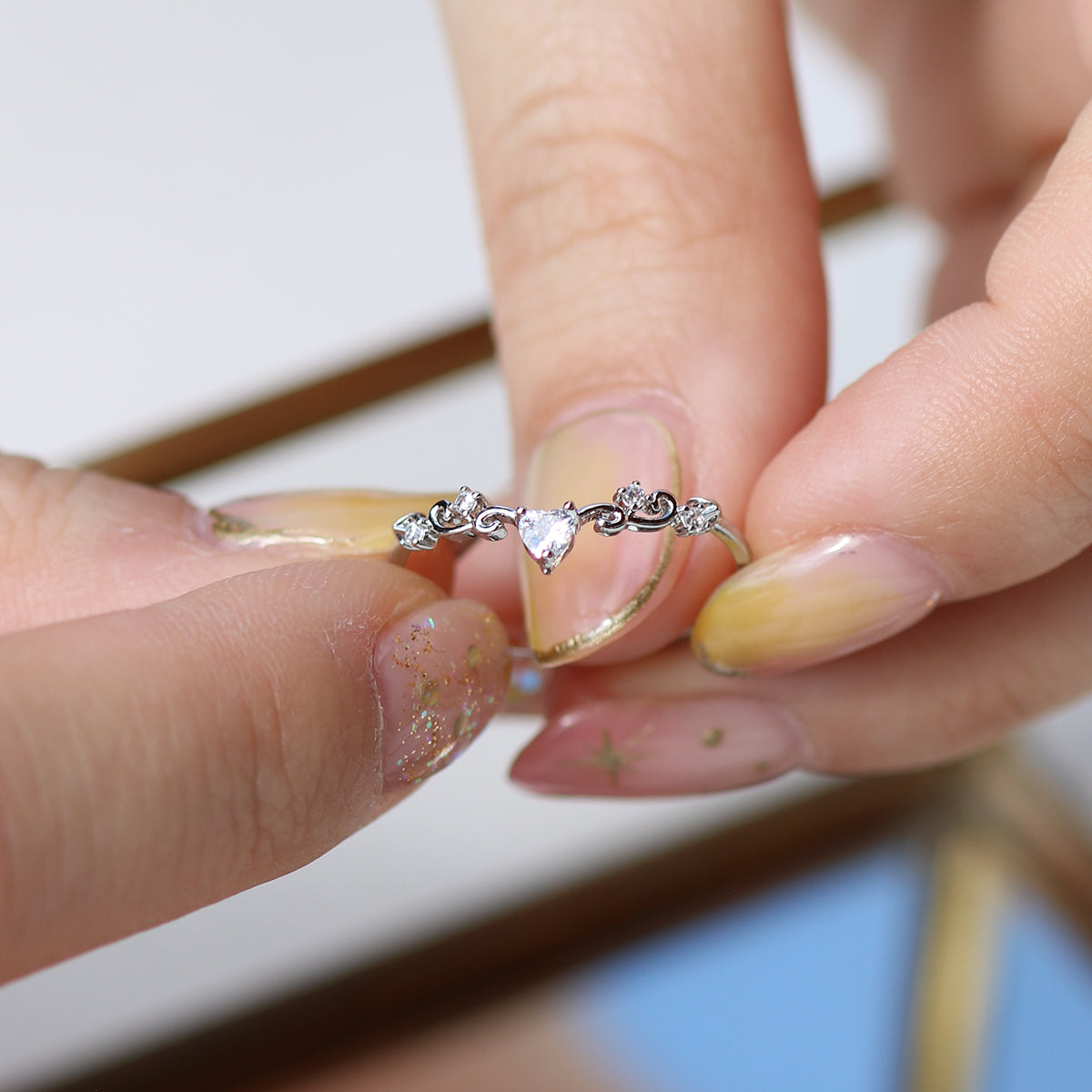 Heart Ring Set In Silver-1