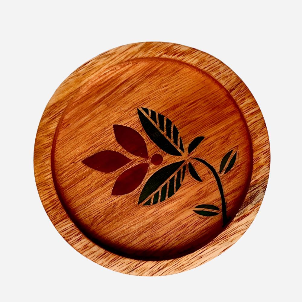 Little Mekar Batik Mahogany Wood Coaster-0