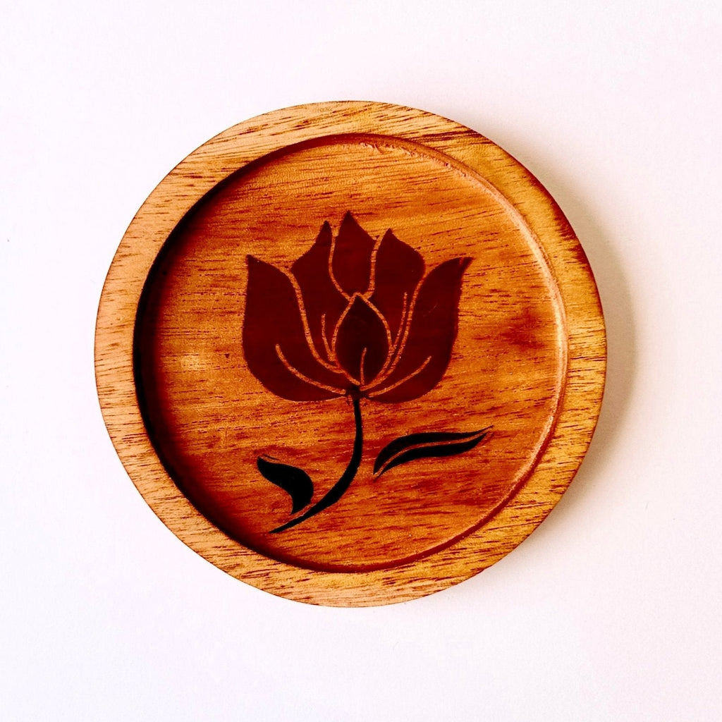 Little Kantan Batik Mahogany Wood Coaster-0
