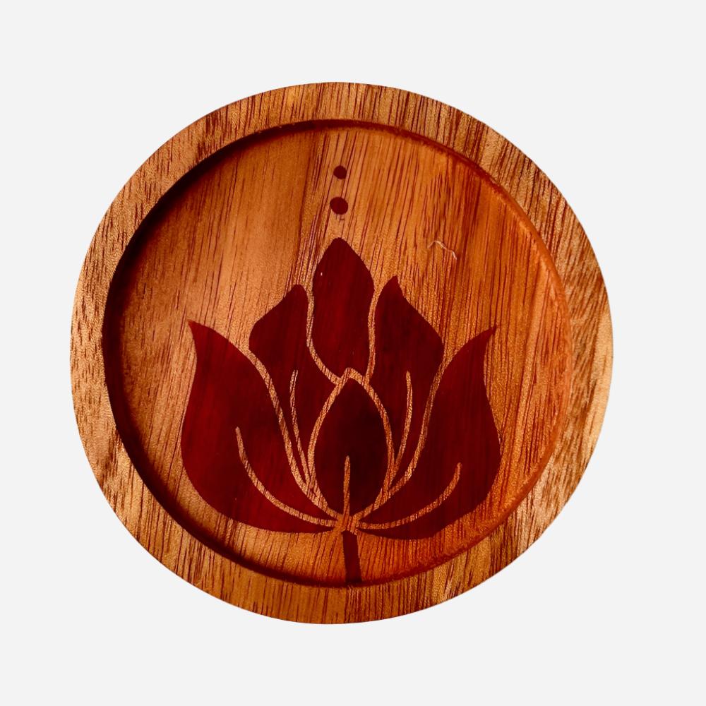 Kantan in Bloom Batik Mahogany Wood Coaster-0