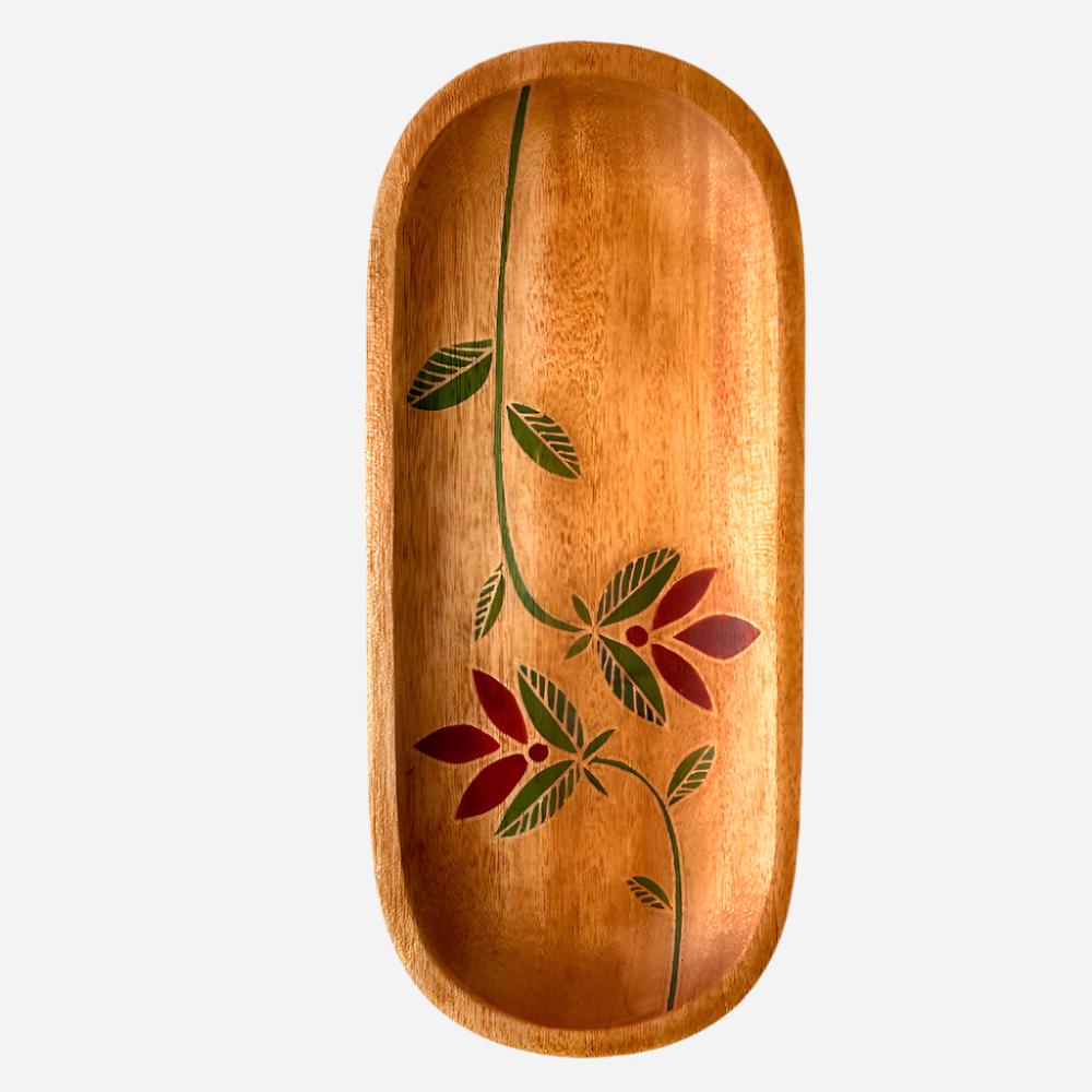 Mekar Duo Batik Mahogany Oval Tray-0