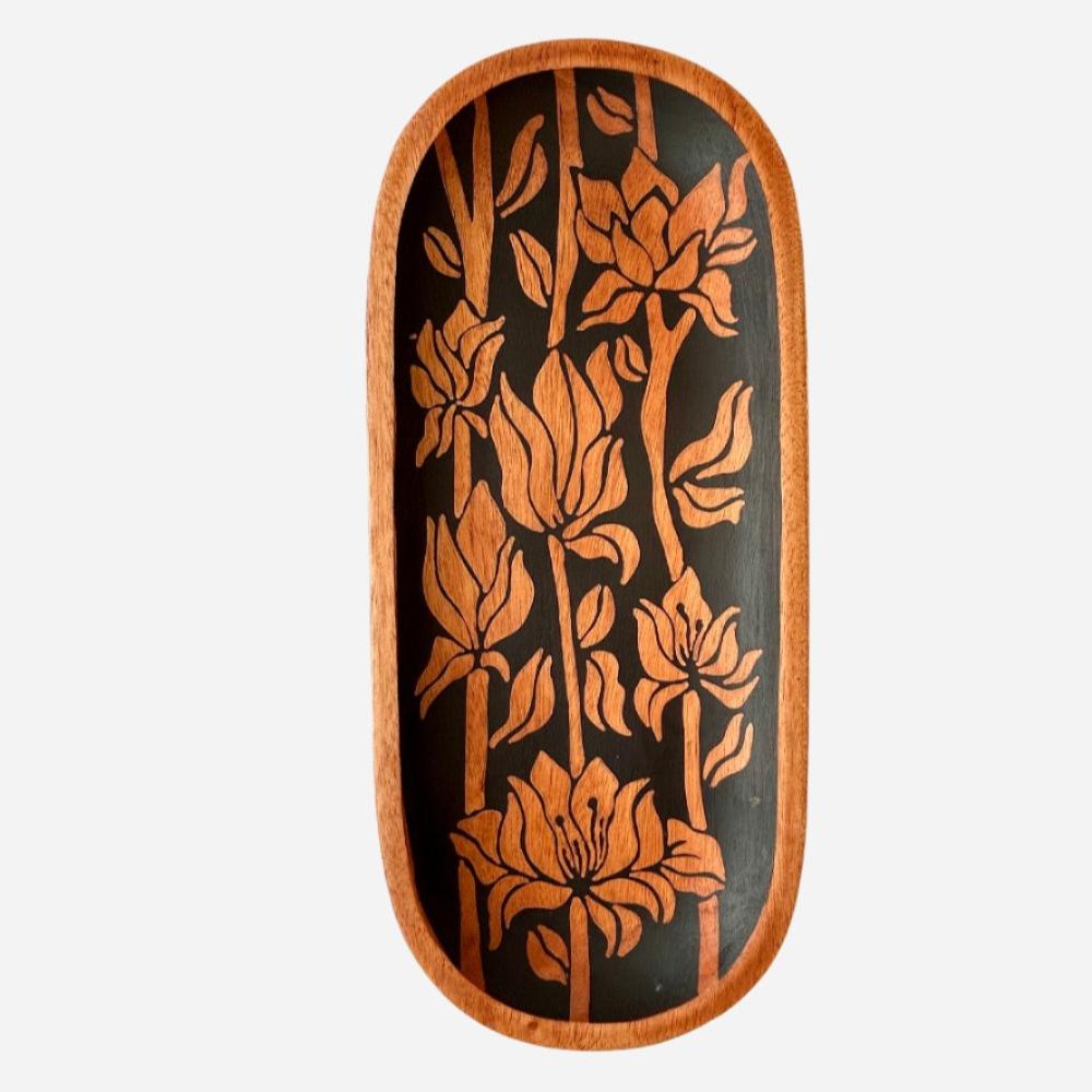 Magnolia Batik Mahogany Oval Tray-0