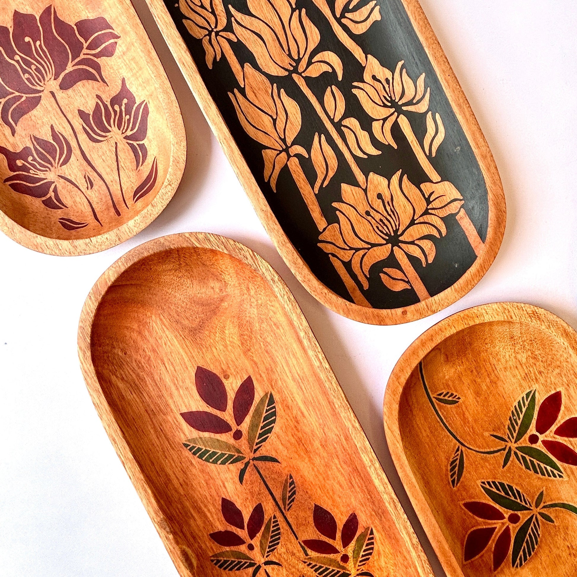 Magnolia Batik Mahogany Oval Tray-1