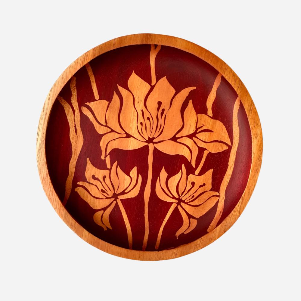 Magnolia Batik Mahogany Serving Plate-1