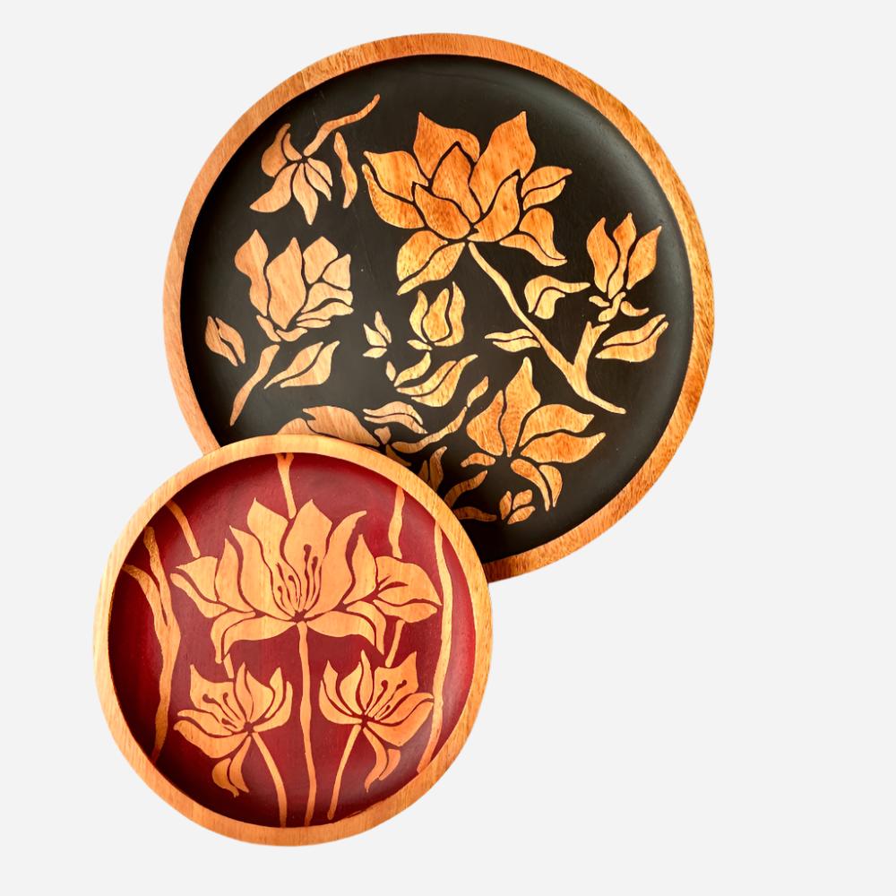 Magnolia Batik Mahogany Serving Plate-3