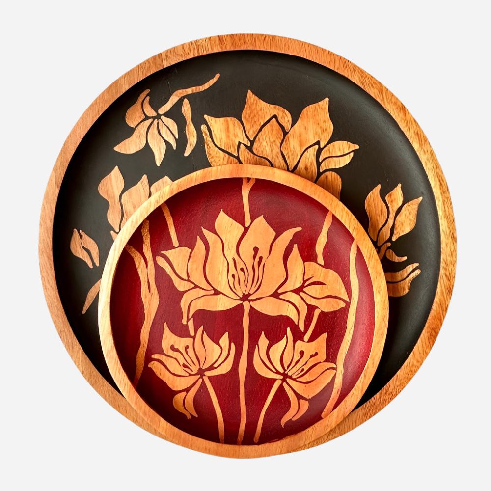 Magnolia Batik Mahogany Serving Plate-2