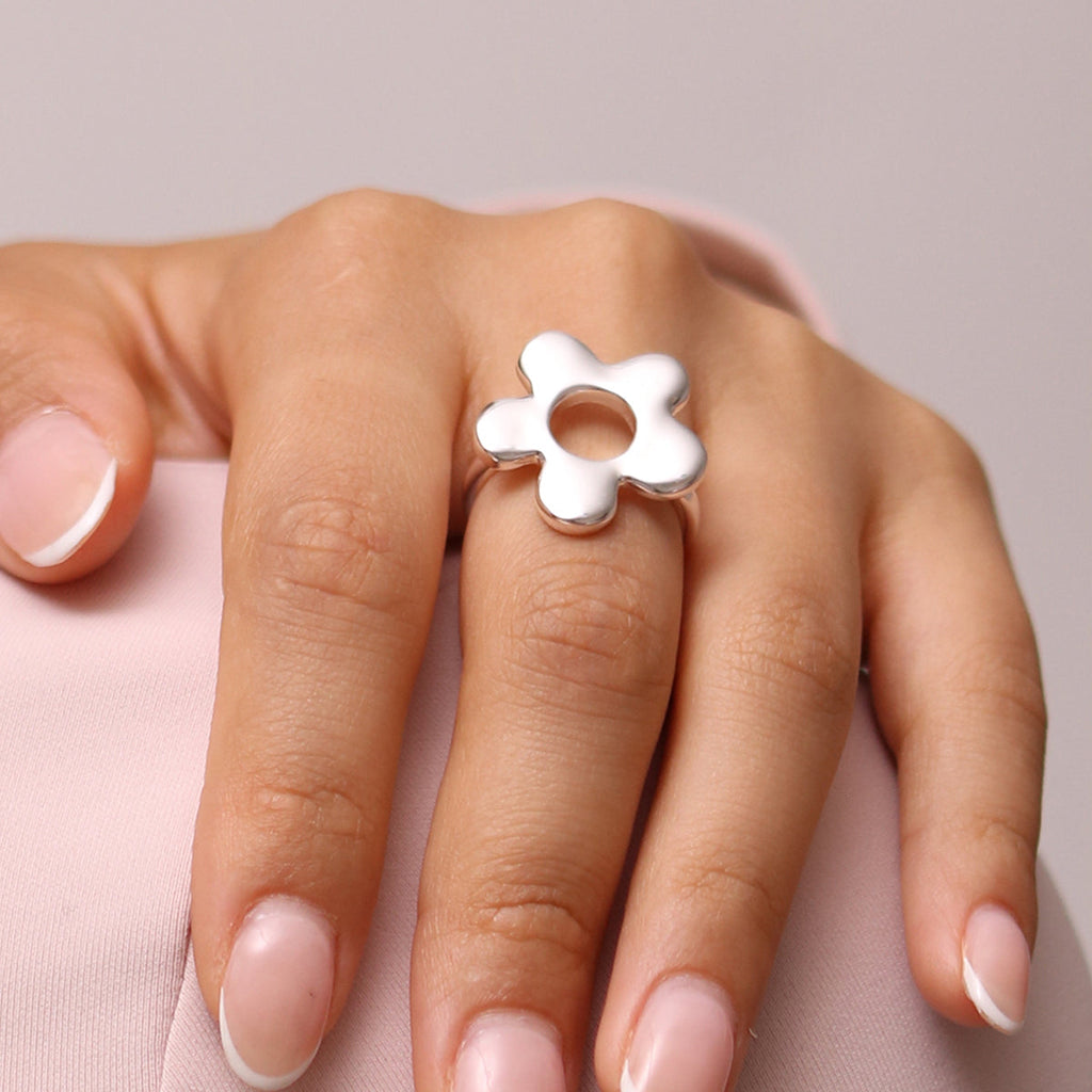 Daisy Adjustable Silver Ring-2