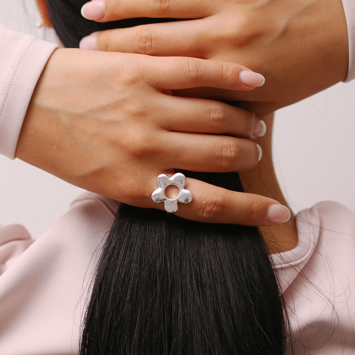 Daisy Adjustable Silver Ring-1