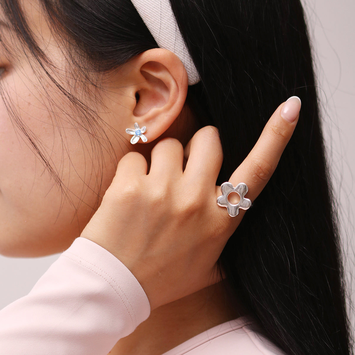 Daisy Adjustable Silver Ring-4