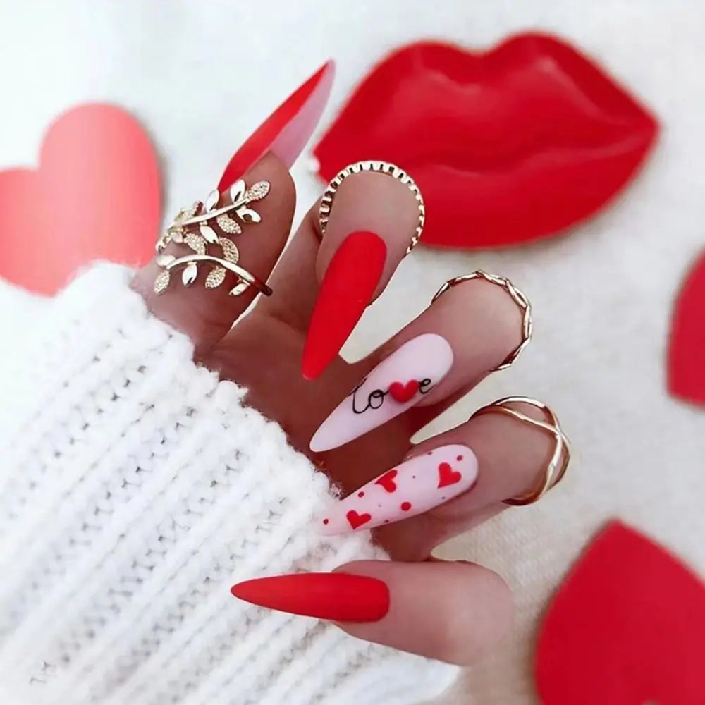 Long Stiletto French Fake Nails-2