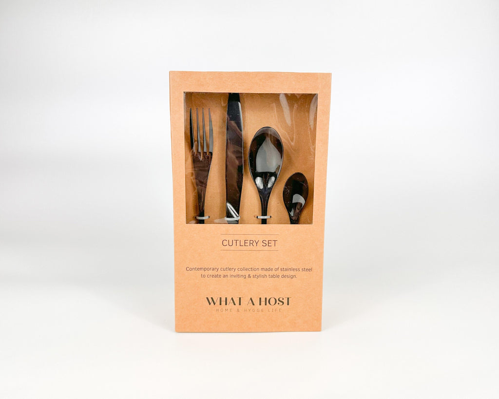 Munich Black Stainless Steel Cutlery Sets x16/24 pieces-4