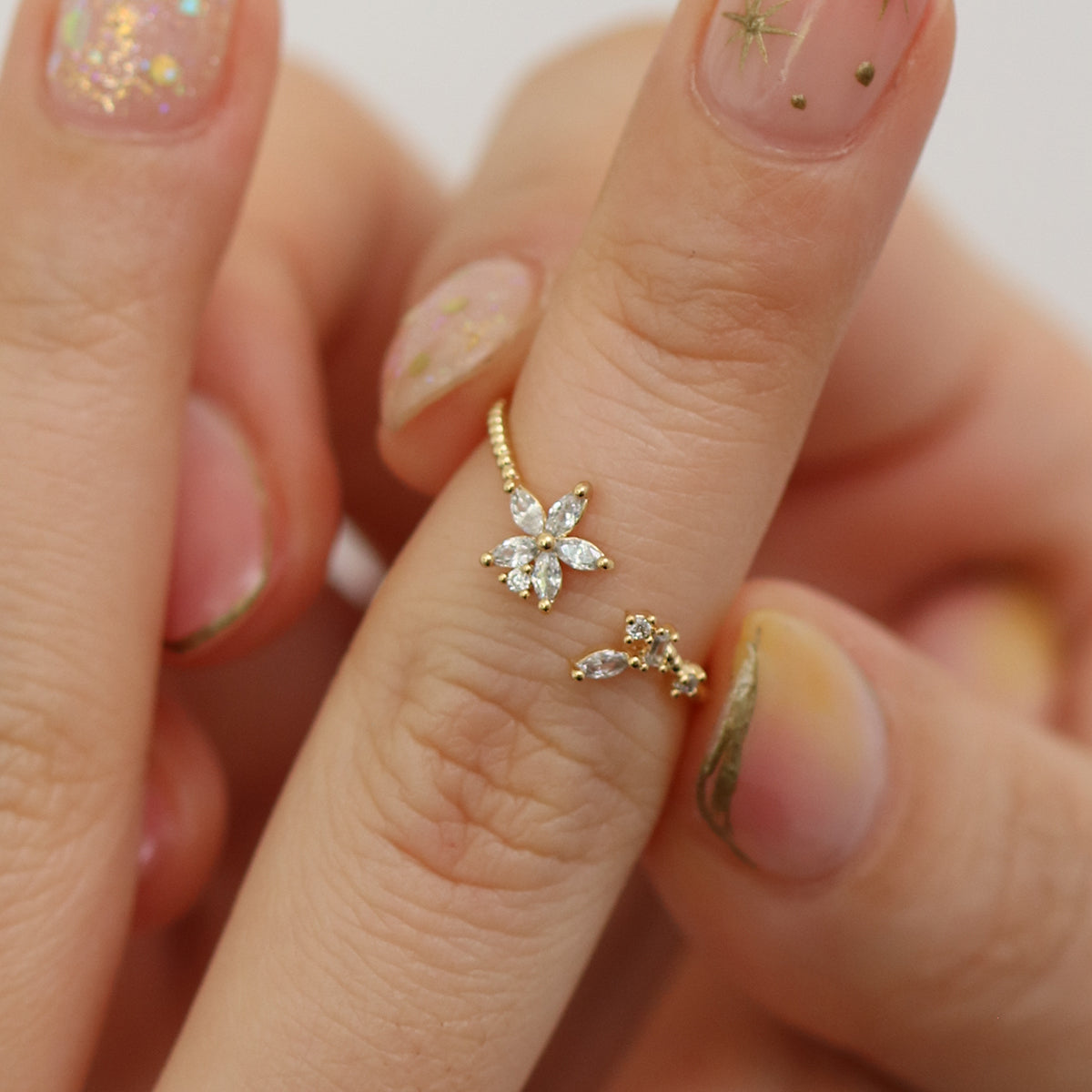 Flower cubic ring-2