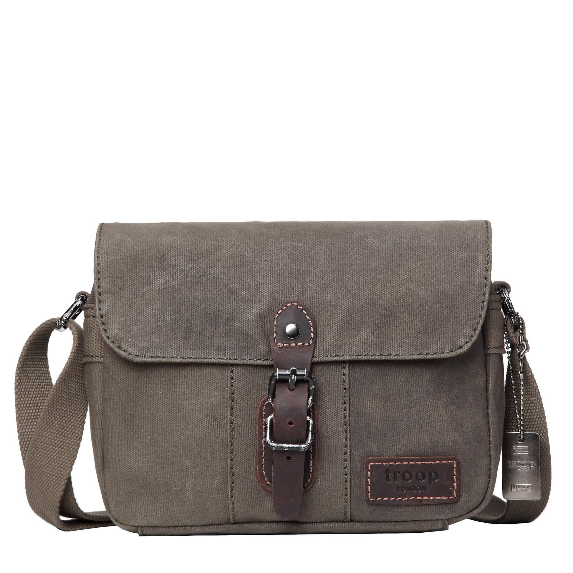TRP0440 Troop London Heritage Canvas Leather Across body Bag, Small Travel Bag-7