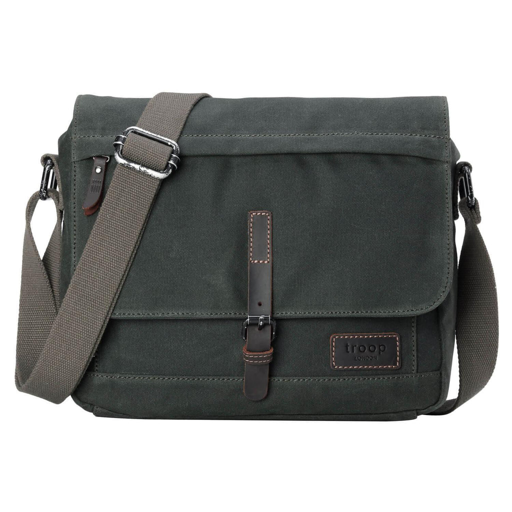 TRP0443 Troop London Heritage Canvas Leather Messenger Bag, Travel Bag, Tablet Friendly-0