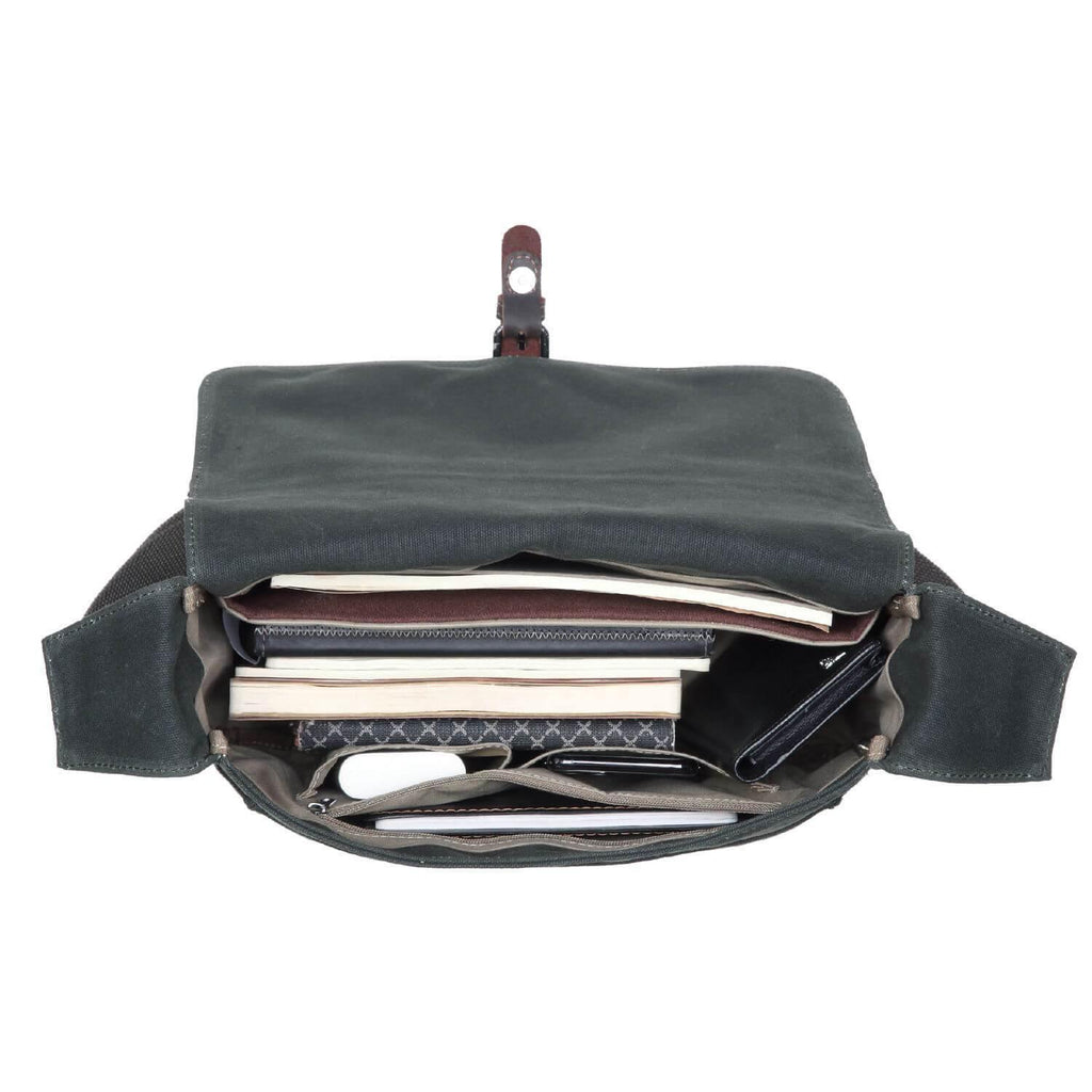 TRP0443 Troop London Heritage Canvas Leather Messenger Bag, Travel Bag, Tablet Friendly-3