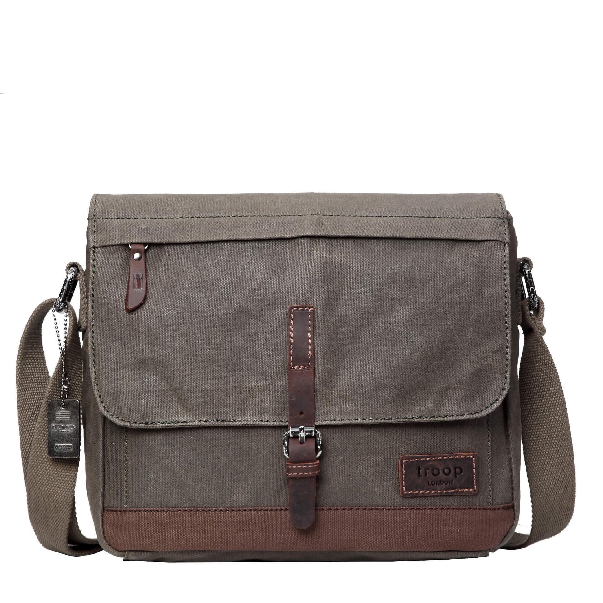 TRP0443 Troop London Heritage Canvas Leather Messenger Bag, Travel Bag, Tablet Friendly-7